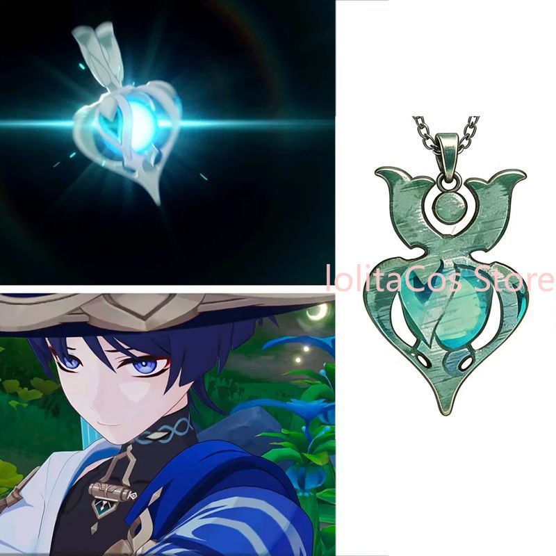 Anime Pendant Necklace - Genshin Impact Wanderer Metal Necklace Pendant