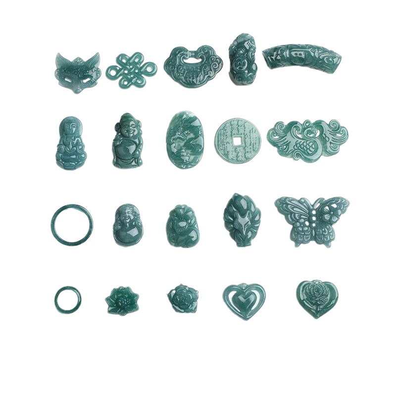 Earrings - 2PC Natural Blue Water Jadeite Jade
