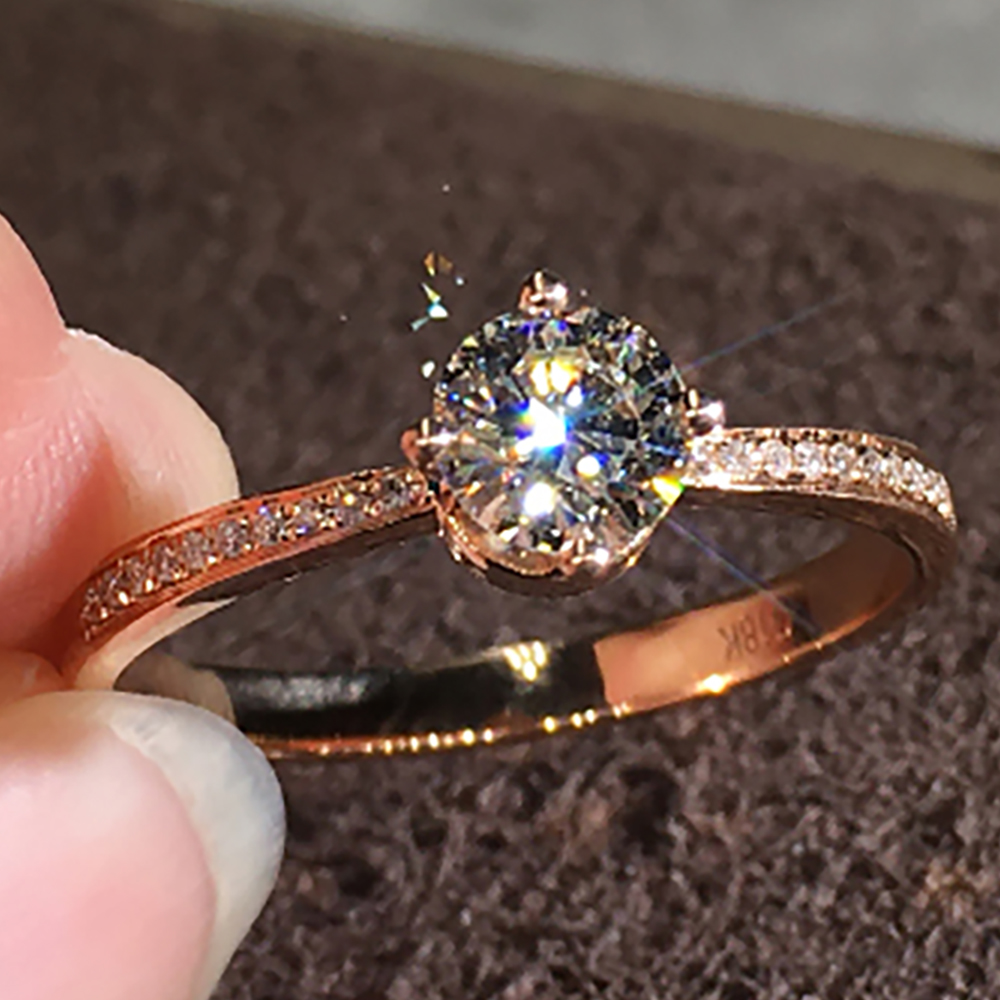 Moissanite Engagement Ring 1 Carat - Custom Solid 10K Au417 Rose Gold