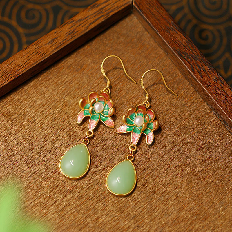 Green Natural Jade Water Drop  - Earrings recension och pris