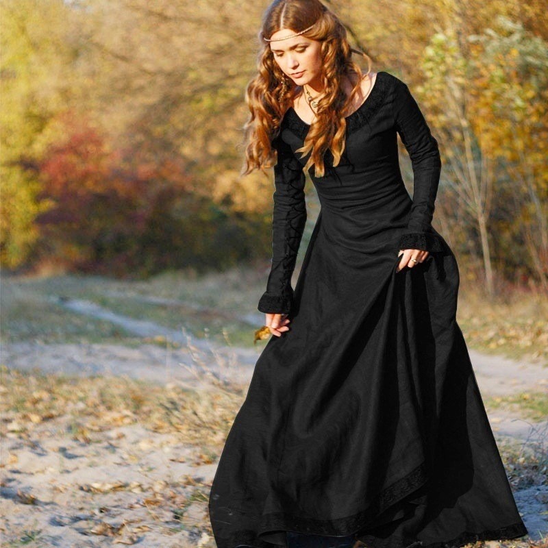 Women Medieval Long Dress V Ne - Necklaces recension och pris