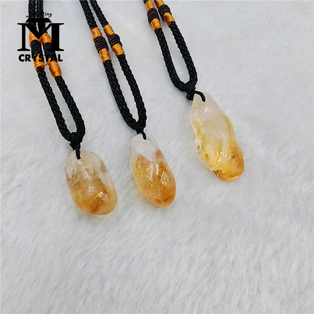 3PCS Natural Citrine Crystal P - Crystal Pendant Necklace Natural Stone recension och pris