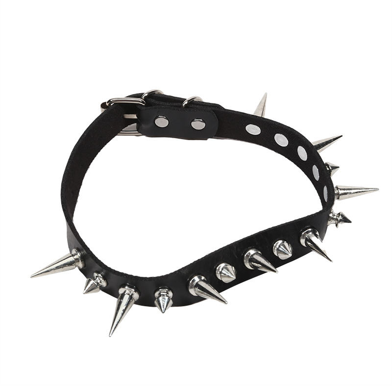 Punk Long Spike Choker Faux Le - Goth Punk Spike Choker recension och pris